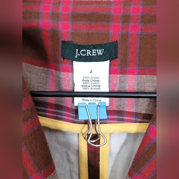 J. CREW plaid cotton blazer jacket, size 2 - Picture 5 of 6